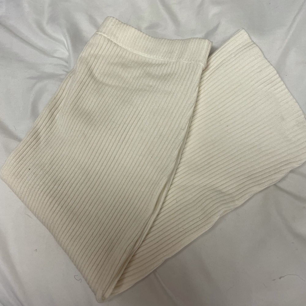 Creme knit midi skirt